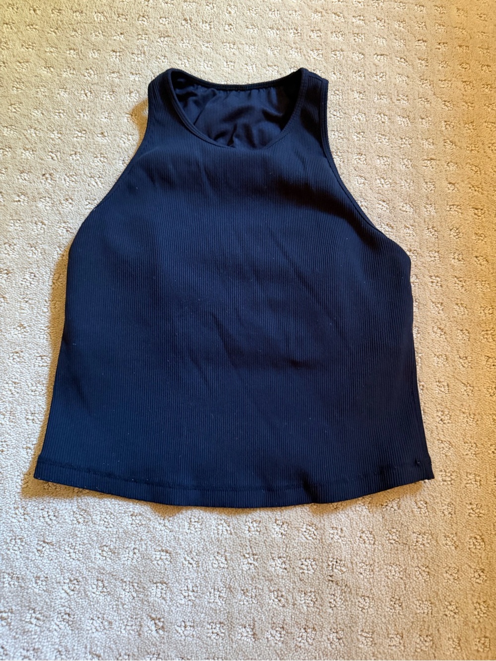 Vuori Black Ribbed High-Neck Plyo tank